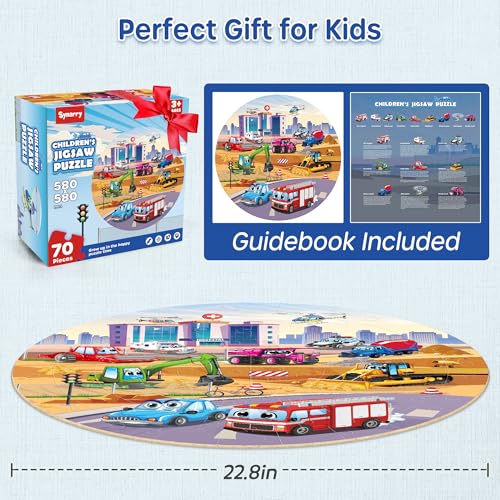 SYNARRY Transportation Floor Puzzle for Kids Ages 3-5, Large 70-Piece - style: Vehicle