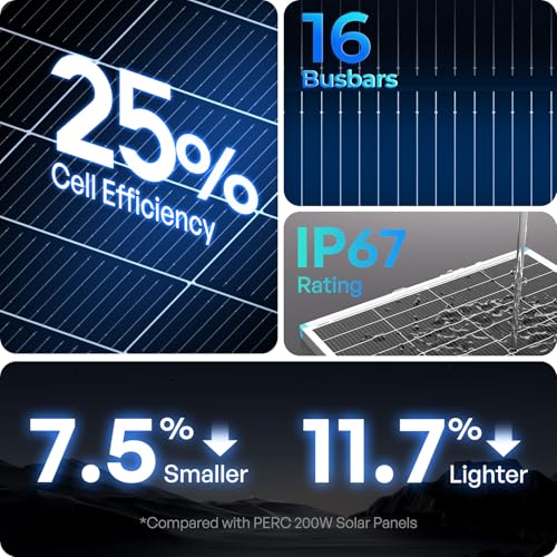 Renogy Solar Panels 200 Watt N-Type, 16BB 25% High-Efficiency - size: 200 W N-Type Solar Panel