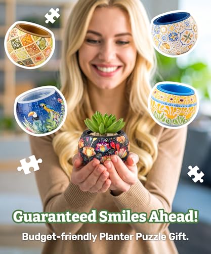PieceRelax Unique 3D Puzzle Planter - 80 Plastic Pieces [K1105] - color: Elegant Green