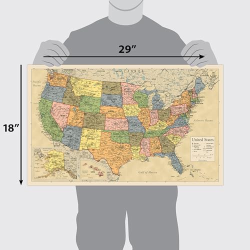 2 Pack - Laminated World Map & US Map Poster Set - Wall Chart Map of the World & United States - Made in the USA [Yellow] - color: Yellow