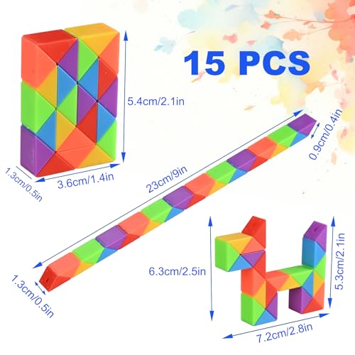 GOLDGE 24 Pack Mini Fidget Snake Cube Puzzle Toys Party Favors