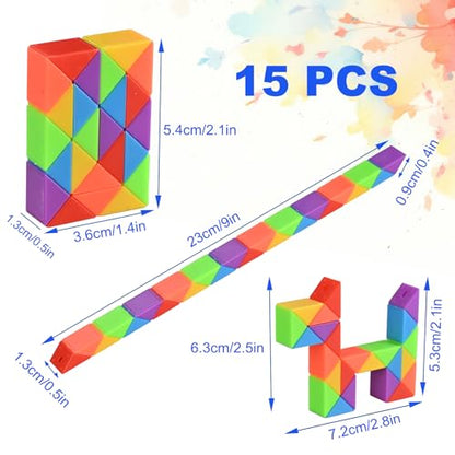 GOLDGE 24 Pack Mini Fidget Snake Cube Puzzle Toys Party Favors
