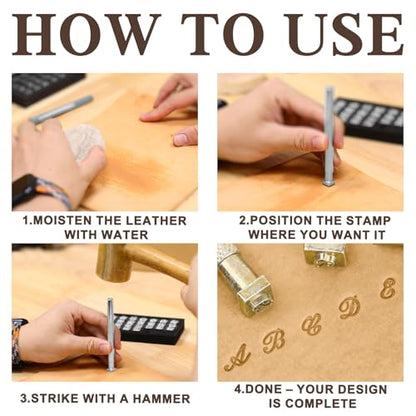 BESTNULE Leather Stamping Kit - 37pcs Set with 26 Capital Letters (5.5mm), 10 Numbers (6mm), and Stamping Handle for Leathercraft - color: 5.5mm(37pcs)