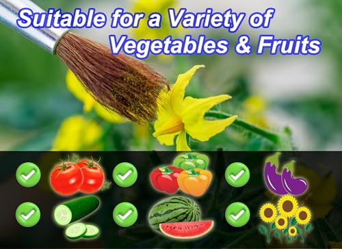 Pollinating Brush for Indoor Hydroponic Garden, Pollination Brushes for Flowering Plants in Greenhouse, Pollinator Brush with Soft Wool for Tomatoes, Peppers, Strawberries, Cucumbers (10 Pack)