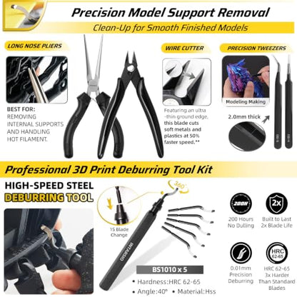 113Pcs 3D Printer Tool Kit and Accessories with Case incl. Scrapers, Pliers, Files, Deburring, Nozzle Anti-Stick Coating, Lubricant Oil/Grease, Screwdriver Set, for Bambu Lab & all FDM/SLA 3D Printers - style: Flagship Maker Kit