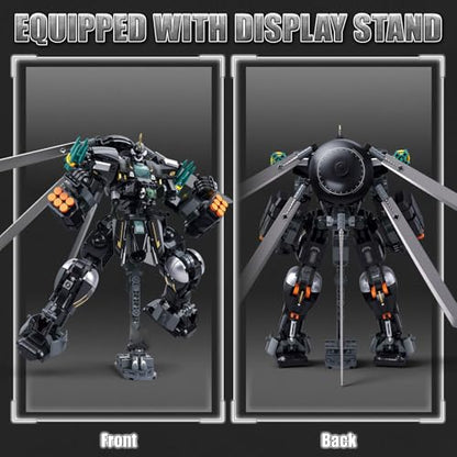 HIGH GODO Armed Mech Robot Transforming Building Blocks Set for Adults,City Warrior Justice Hero Soldier Mech Model Building Kit, Cool Creative Robots Toys Gift for Teens, 545 Pieces - style: Armed Mech