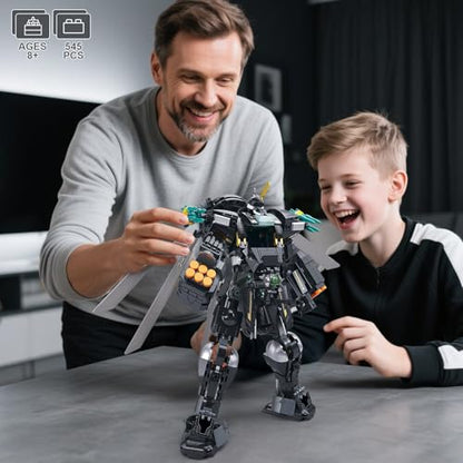 HIGH GODO Armed Mech Robot Transforming Building Blocks Set for Adults,City Warrior Justice Hero Soldier Mech Model Building Kit, Cool Creative Robots Toys Gift for Teens, 545 Pieces - style: Armed Mech