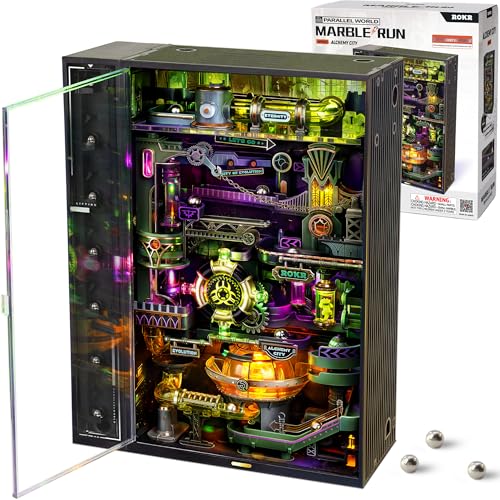 ROKR 3D Puzzles Marble Run Model Building Kit for Adults, DIY Hobbies for Men Women (Alchemy City MR04S)