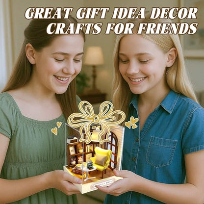 Kisoy Dollhouse Miniature with Furniture Kit, DIY 3D Wooden DIY House Kit with Dust Cover,Handmade Tiny House Toys for Teens Adults Gift(Leisurely Moment) - color: Leisurely Moment
