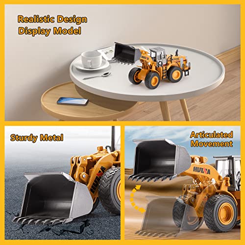 1/40 Scale Diecast Four Wheel Loader Truck Toy, Metal Construction Equipment Bulldozer Models for Kids - style: Loader Toy