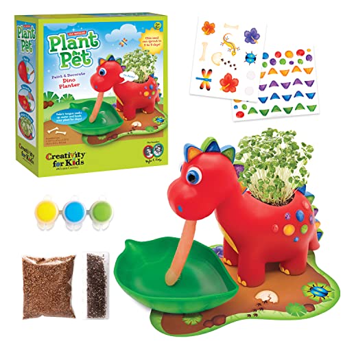 Creativity for Kids Dinosaur Self Watering Plant Pet, Kids DIY Kit, Dinosaur Crafts for Boys, Outdoor Summer Fun (Ages 6+) - style: Dinosaur