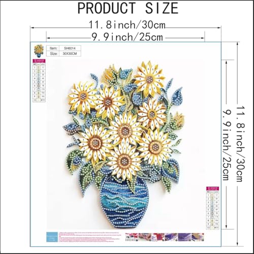 Diamond Art Kits for Adults Beginner,Sunflower Vase Diamond Painting Kits - color: SH6014