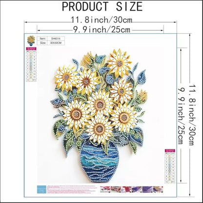 Diamond Art Kits for Adults Beginner,Sunflower Vase Diamond Painting Kits - color: SH6014