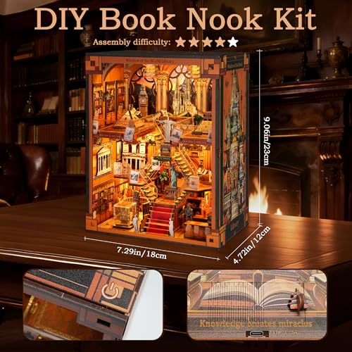 NookMaster Book Nook Kit with LED Light DIY Miniature Dollhouse for Adults - color: Window of the World
