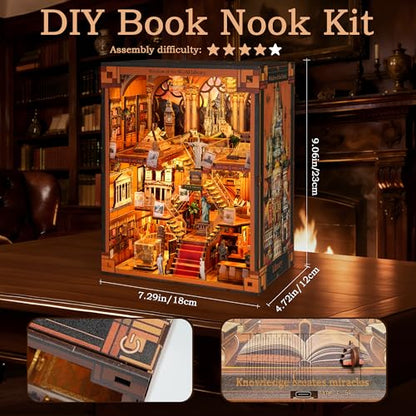 NookMaster Book Nook Kit with LED Light DIY Miniature Dollhouse for Adults - color: Window of the World