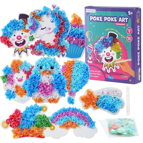 Poke Art Kit for Girls Ages 4-8 | Princess Theme DIY Craft Kit | Mess-Free Fabric Puncture Painting | Creative Activity Gift for 6-12 Year Old Girls | Birthday Party Art Set - color: White