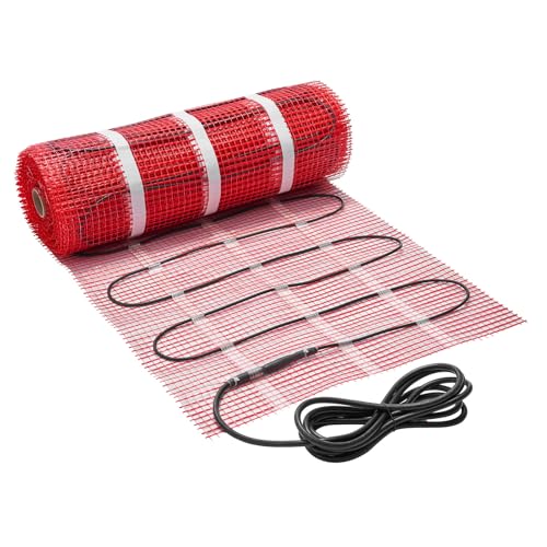 VEVOR Self-Adhesive Mesh Floor Heating Mat, 80 sqft 120V, Smart Thermostat & Alarm, Easy Install for Tile, Stone & Vinyl Flooring - size: 80 Sq.ft