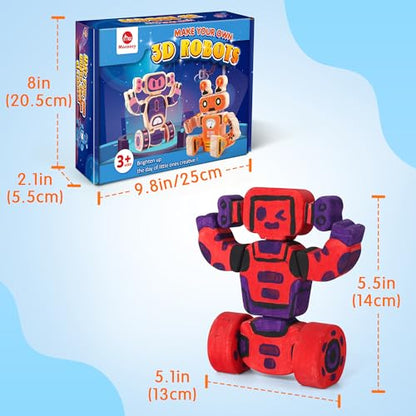 Mocoosy Wooden Robot Painting Art and Craft Kit for Kids Ages 3-5, Build & Decorate Your Own Robots with Paint & Stickers, Wood Robot STEM Game Montessoi Educational Toy Gift for Boys Girls 4-8 Years - style: Robot