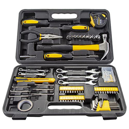 CARTMAN 148-Piece Automotive And Household Tool Set, Yellow Repair Kit Case - color: Yellow