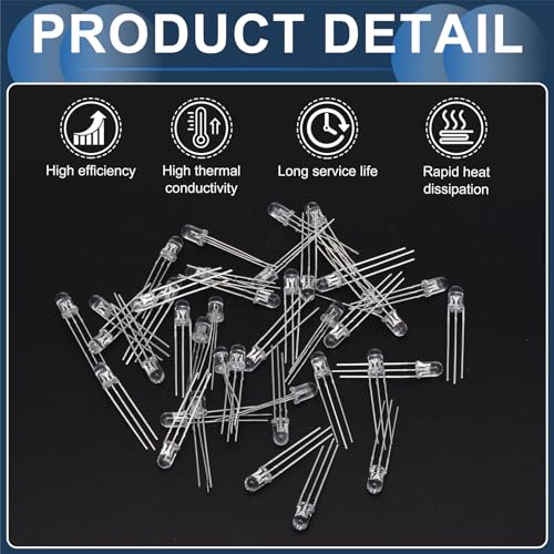 MECCANIXITY 120Pcs 5mm LED Diodes, Light Emitting Diodes, Bulb Lamp Electronic Project Kit for Science Project Circuit Board(Red+Yellow-Green Light Common Anode, Transparent Lens) - size: 5mm