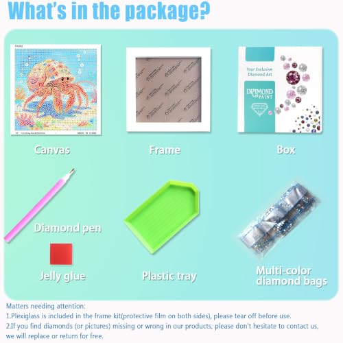 Libfx Diamond Art Kits for Kids with Frame Diamond Art for Girls Boys Beginners Arts and Crafts Birthday Gifts (Hermit Crab) - color: Hermit Crab