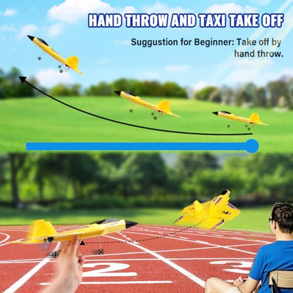F-22 Raptor 2.4GHz RTF RC Plane 6-Axis Gyro Easy Flying For Kids Beginners - color: Yellow Kf803