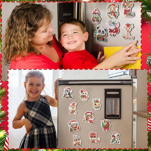 Xuhal 30 Pcs Christmas Diamond Painting Magnets Diamond Art Kits for Adults - color: Christmas