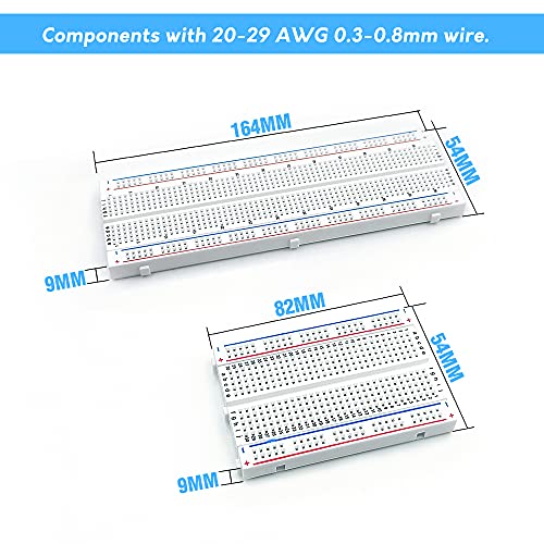 MCIGICM Breadboards, 2Pcs 830 Point & 2Pcs 400 Point Solderless Bread Board