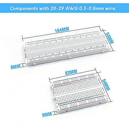 MCIGICM Breadboards, 2Pcs 830 Point & 2Pcs 400 Point Solderless Bread Board