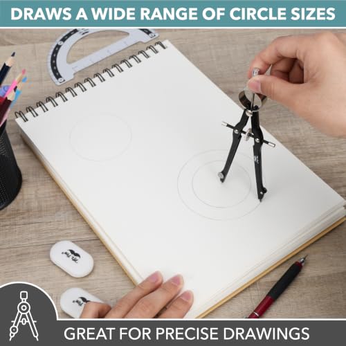 Mr. Pen- Metal Geometry Set, 9 pcs, Compass, 6" Protractor, 12" Ruler