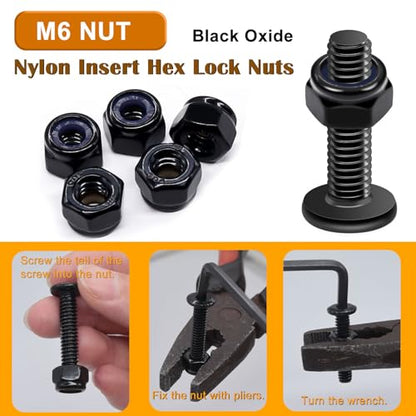 weideer 30pcs M6x50mm Nuts and Bolts Kit, Stainless Steel 18-8 (304) Flat Head Hex Socket Cap Furniture Bolts,Nylon Insert Hex Lock Nuts with Wrench - size: M6x50mm, style: Flat Head Hex