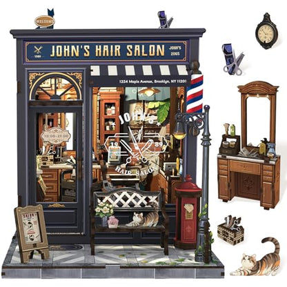 Cutefun Book Nook Kit - DIY Miniature Dollhouse Kit for Adults and Teens - color: John's Hair Salon