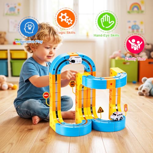 Gofunly Electric Train Set for Kids: 159 Pcs 3D Flexible Race Track Kit