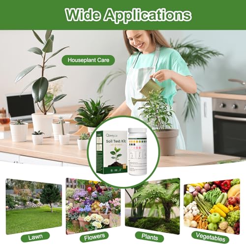 2-in-1 pH & Nitrogen Soil Test Kit, Home Soil Testing Kit Separately Sealed in Foils, Soil pH Nitrogen Test Strips for Garden Lawn Grass Flower Vegetable Nutrient, Quick & Easy-to-Use