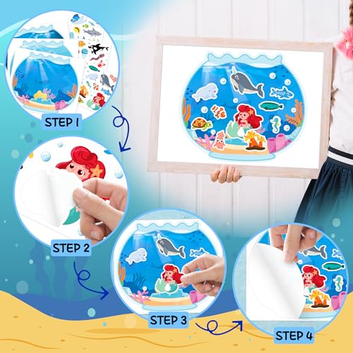 LINAYE 24 Sheets Ocean Stickers with Under The Sea Scenes, Make Your Own Sea Life Animal Fish Stickers, Ocean Summer Crafts Activities for Kids - style: Ocean 24 Sheets