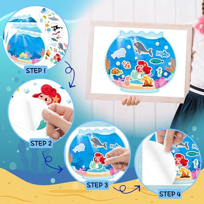 LINAYE 24 Sheets Ocean Stickers with Under The Sea Scenes, Make Your Own Sea Life Animal Fish Stickers, Ocean Summer Crafts Activities for Kids - style: Ocean 24 Sheets