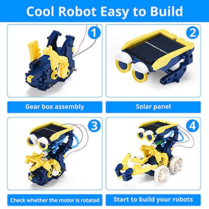 STEM Projects 11-in-1 Solar Robot Toy for Kids Ages 8-12, Science Kits Educational Robotics to Build, Christmas Birthday Gifts for 8 9 10 11 12 13 14 Year Old Boys Girls Teens.