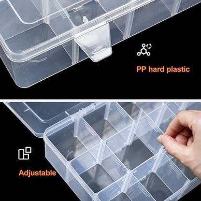 Gospire 2PCS 15 Large Grids Clear Plastic Box Organizer Storage Container - color: Clear-15 Grids*2