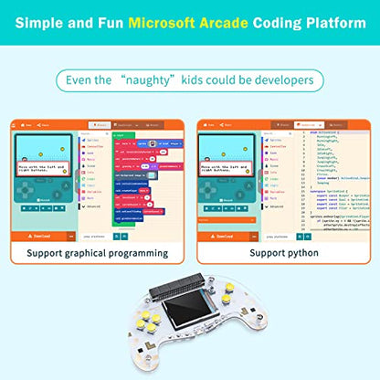 ELECFREAKS microbit Retro Makecode Arcade for STEM Education, Micro:bit Joystick Programming Learning Machine Supports Remote Control and Creat Games(Without Micro:bit) - size: 13.79cm x 8.13cm