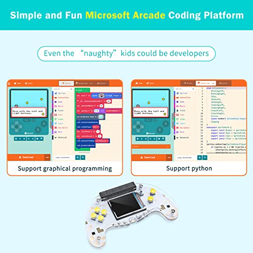 ELECFREAKS microbit Retro Makecode Arcade for STEM Education, Micro:bit Joystick Programming Learning Machine Supports Remote Control and Creat Games(Without Micro:bit) (Pack of 2) - size: 13.79cm x 8.13cm (Pack of 2)