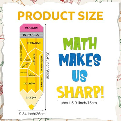Mooliwe 32 Pcs Math Bulletin Board Pencil Cutouts Classroom Decor
