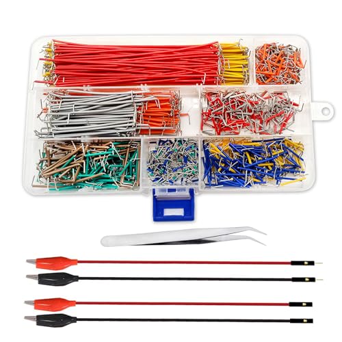 840Pcs Breadboard Jumper Wire kit for Arduino, 14 Vaules, 2 mm/0.08"-125 mm/4.92" Minidodoca U-Shape Magnetic Jumper Wires Assortment kit & 4Pcs 34cm/13.4 inch Length Alligator Clip Test Leads - size: 840pcs Jumper Wires + 4pcs Alligator Clips