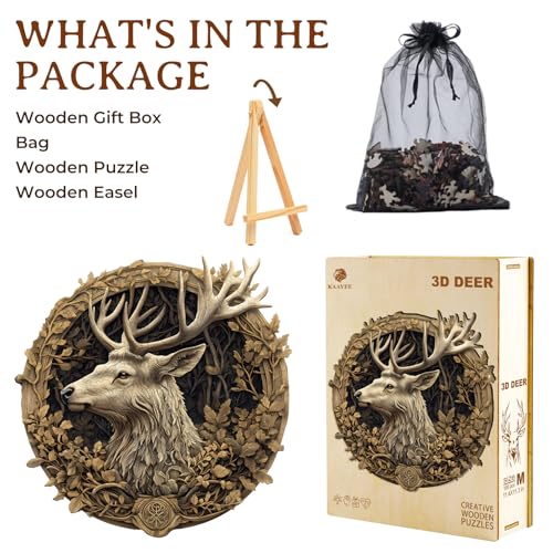 KAAYEE Wooden Puzzles for Adults Deer Jigsaw Puzzle 17.3 * 17.1in 425pcs - color: Deer, size: X-Large