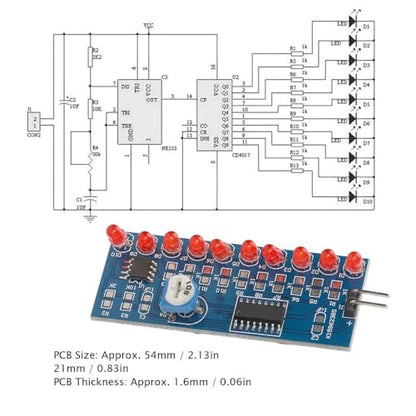 5Pcs Water Flowing Light LED Module Driver Kit NE555 + CD4017 DIY Electronic Circuit Board 54 x 21mm(5Pcs NE555+CD4017)