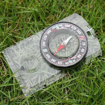 4 Pcs Outdoor Compass with Adjustable Declination,Magnifier,Ruler,Scale. Multifunctional Orienteering Waterproof Compass for Map Reading, Navigation, Hiking - color: 4 Pack Transparent