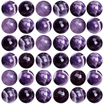 Natural Stone Beads 100pcs Round Genuine Real Stone Beading Loose Gemstones Hole Size 1mm DIY Smooth Bead for Bracelet Necklace Earrings Jewelry Making (Amethyst Purple, 6mm) - color: Amethyst Purple, size: 6mm