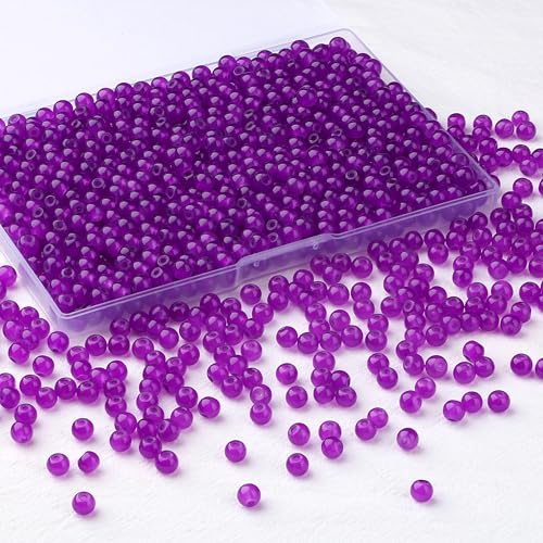 500Pcs Purple Glass Beads for Bracelets and DIY Crafts - color: Purple