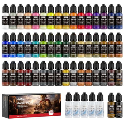 Nicpro 50 Colors Model Paint Set, 20ml Ready to Use Modeling Acrylic Paints - style: 50 Colors Set