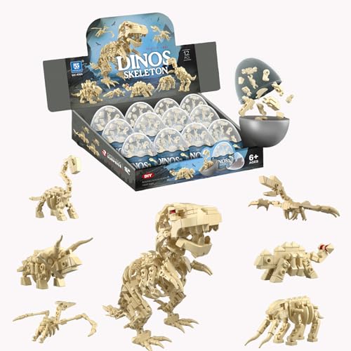 12PCS Pre Filled Easter Eggs with Toy - 12 in 1 Dinosaur Skeleton Model Kit - style: Dinosaur Skeleton