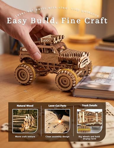 BOOZUU 3D Wooden Monster Truck Puzzle for Adults